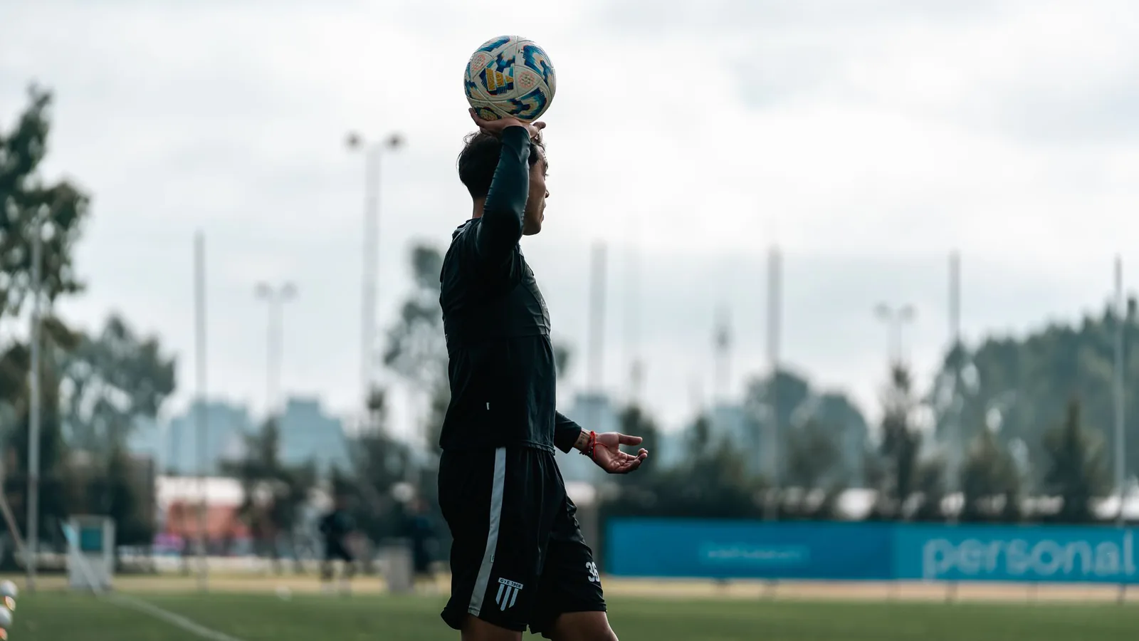 Football player preparing a throw during a practice session